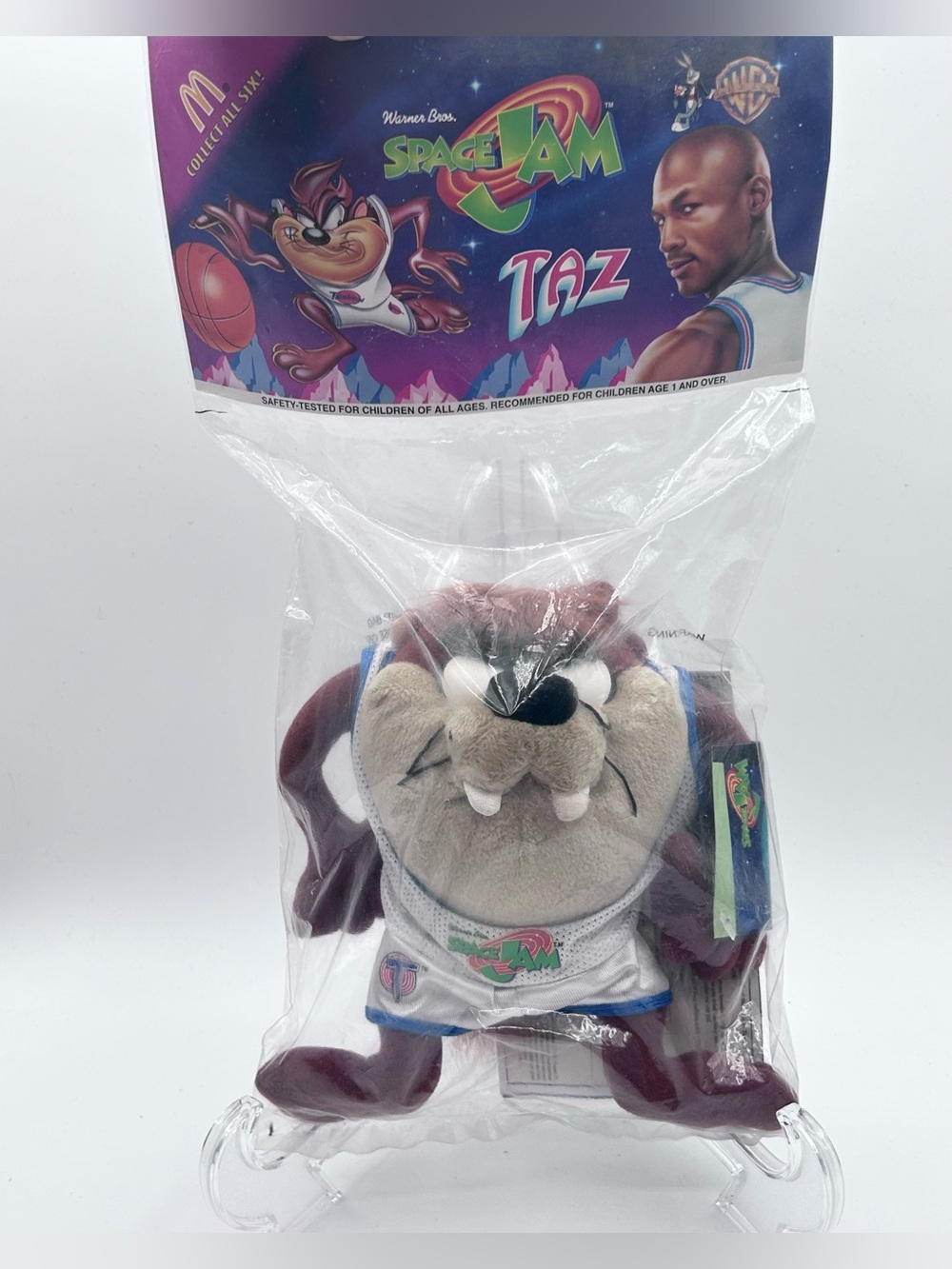 Vintage 1996 McDonalds SpaceJam Plush Toys Taz Tasmanian Devil Sealed 8" New